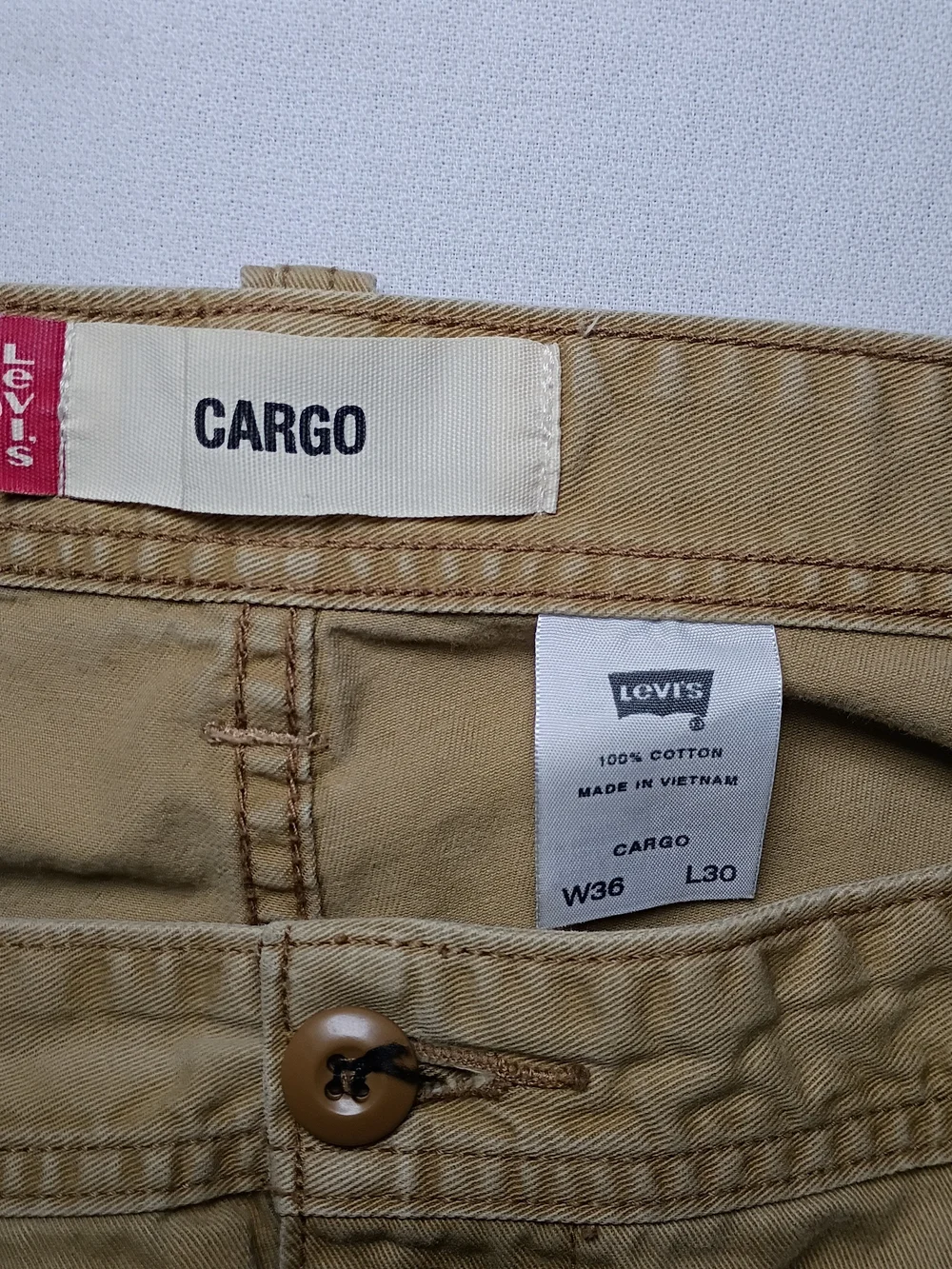 Vintage 2003 Levi's Mens Loose Fit Twill Cargo Pants 36X30 Khaki